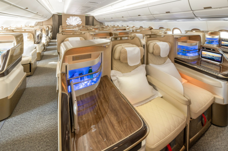 Emirates A350 Business Class cabin